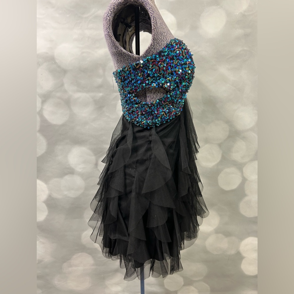 Blondie Nites Iridescent Sequin Bustier & Black Ruffled Tulle Dress - Picture 3 of 7